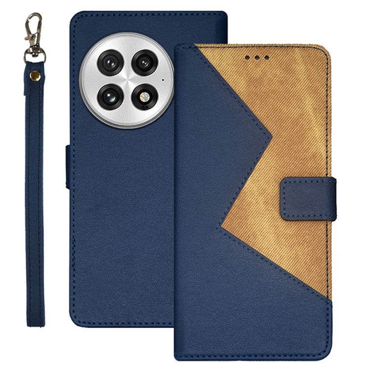 IDEWEI For OnePlus 13 Case Card Slots Splicing Color Leather Phone Cover - Blue