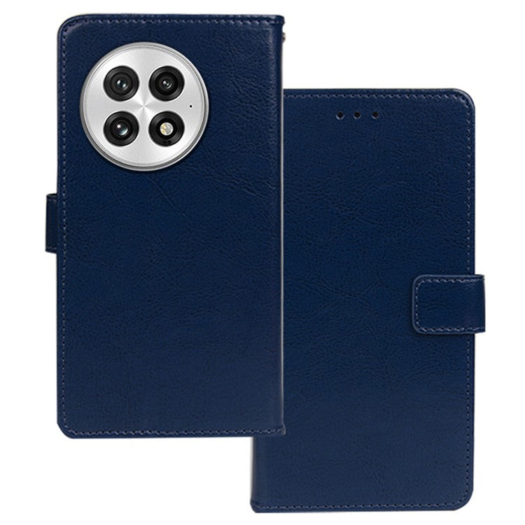IDEWEI For OnePlus 13 Case Card Slots Holder Leather Phone Cover Crazy Horse Texture - Blue