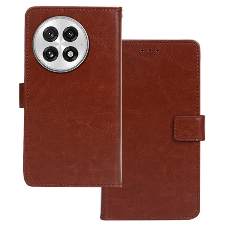 IDEWEI For OnePlus 13 Case Card Slots Holder Leather Phone Cover Crazy Horse Texture - Brown