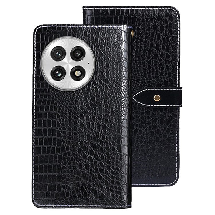 IDEWEI For OnePlus 13 Case Crocodile Texture PU Leather Flip Phone Cover - Black