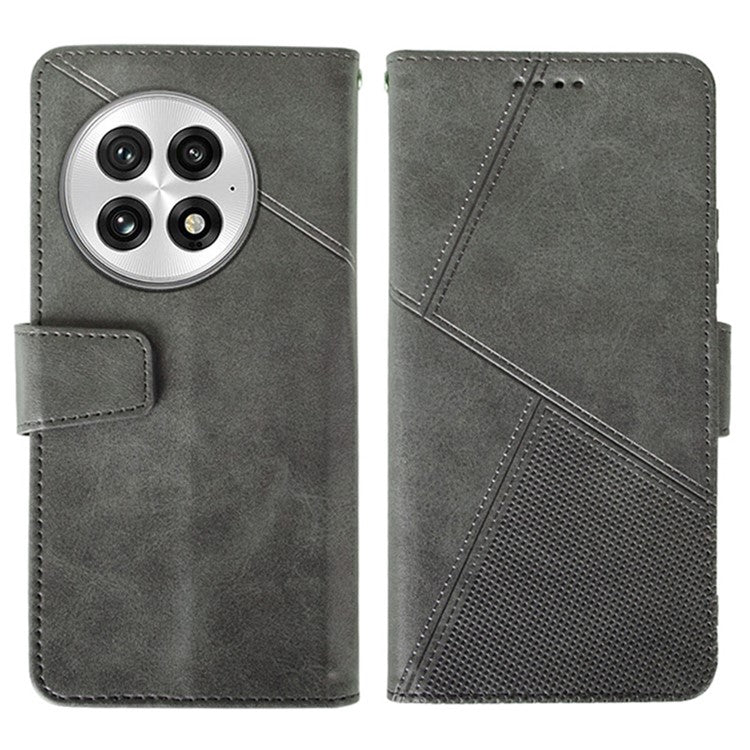 IDEWEI For OnePlus 13 Case Leather Wallet Phone Cover Stand Calf Texture - Grey