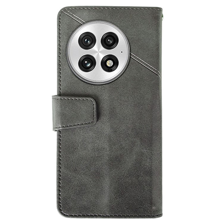 IDEWEI For OnePlus 13 Case Leather Wallet Phone Cover Stand Calf Texture - Grey