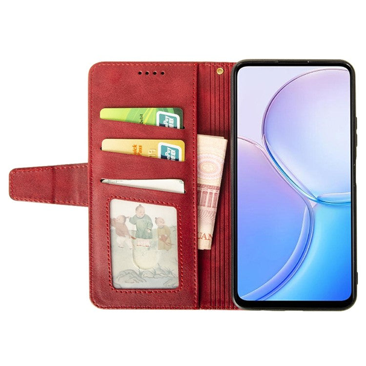 IDEWEI For OnePlus 13 Case Leather Wallet Phone Cover Stand Calf Texture - Red