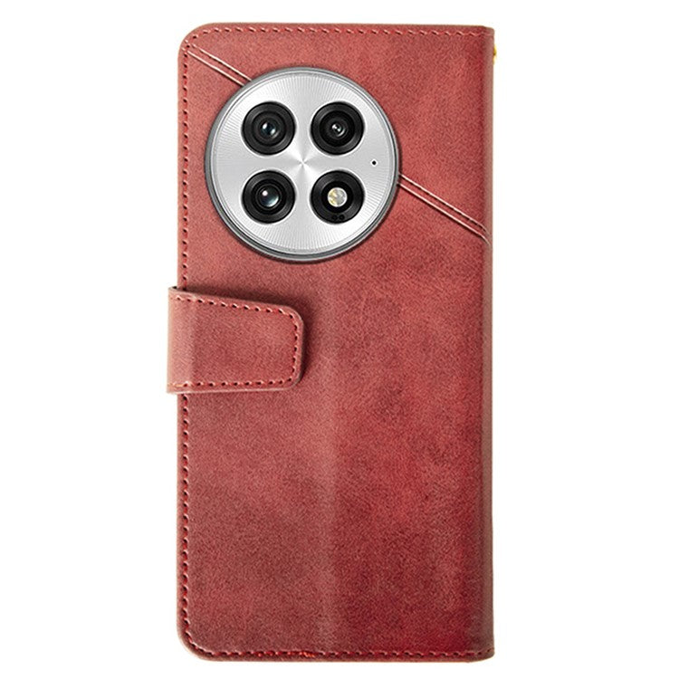 IDEWEI For OnePlus 13 Case Leather Wallet Phone Cover Stand Calf Texture - Red