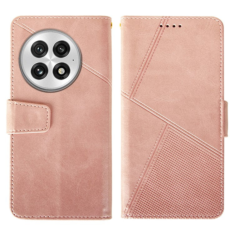 IDEWEI For OnePlus 13 Case Leather Wallet Phone Cover Stand Calf Texture - Pink