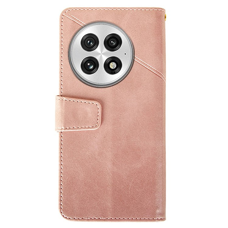 IDEWEI For OnePlus 13 Case Leather Wallet Phone Cover Stand Calf Texture - Pink