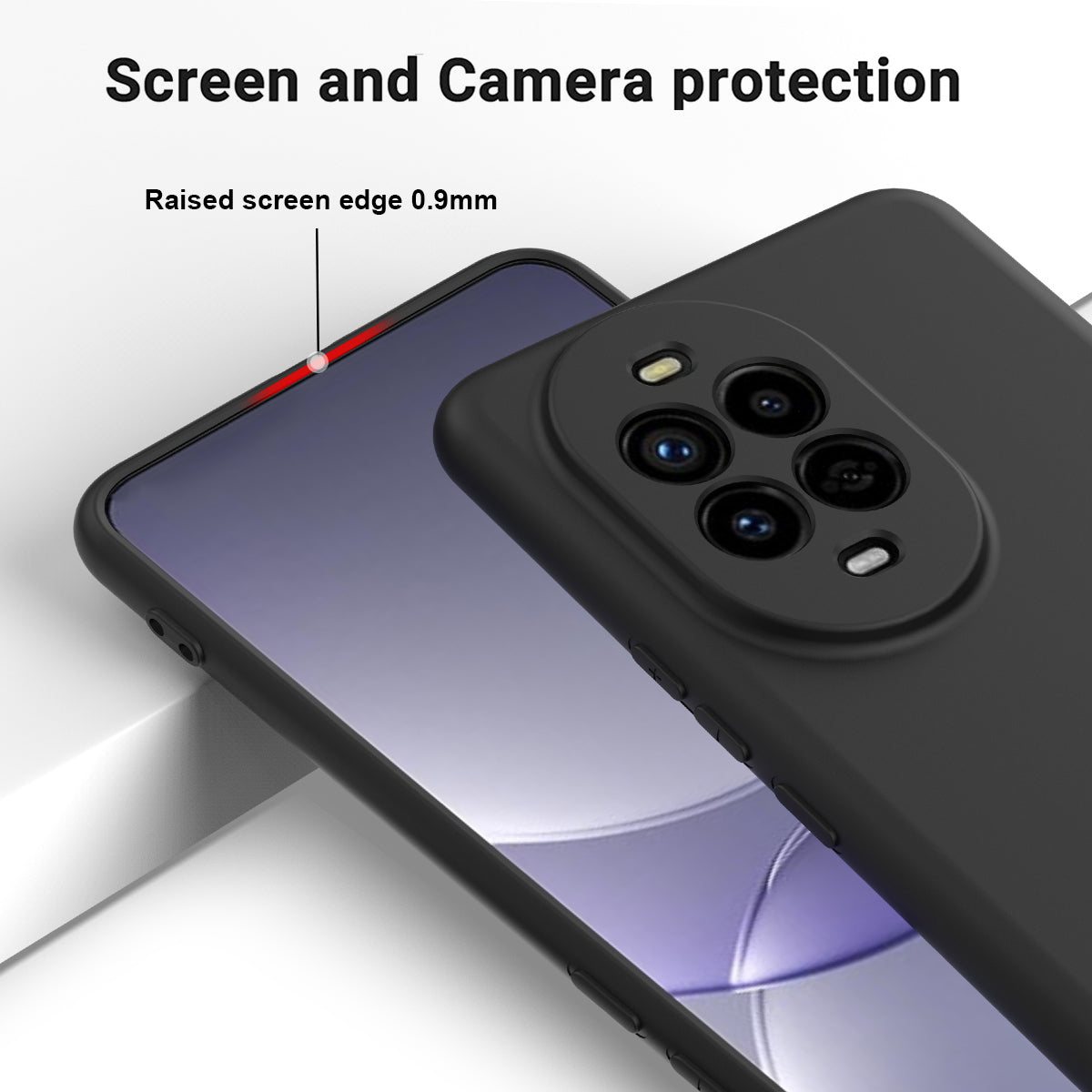 For Huawei nova 13 Pro 5G Case Liquid Silicone Phone Back Cover with Hand Strap - Black