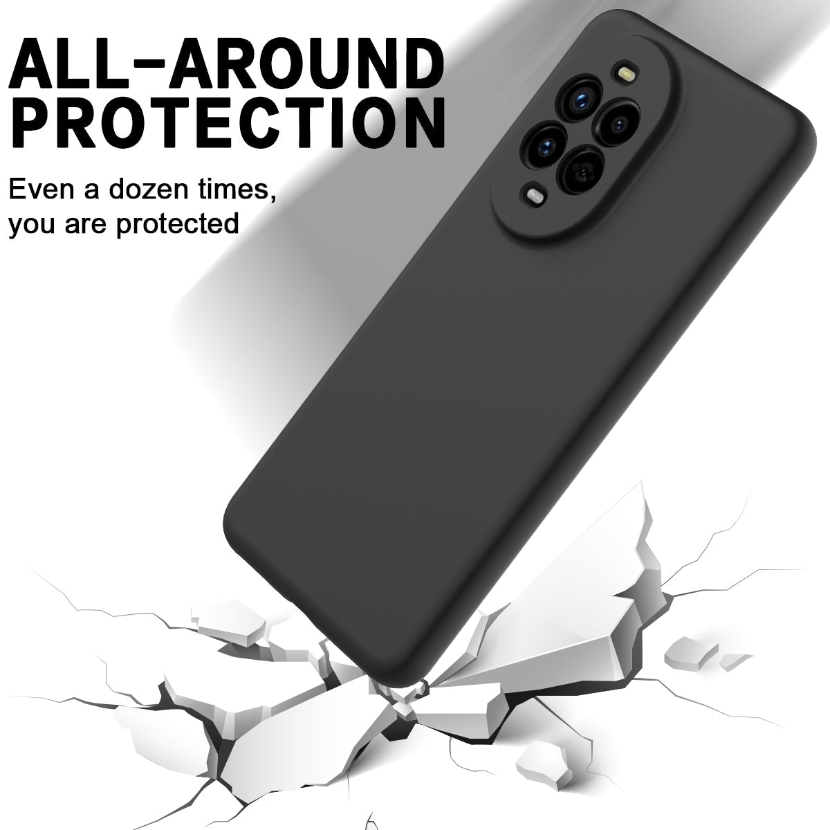 For Huawei nova 13 Pro 5G Case Liquid Silicone Phone Back Cover with Hand Strap - Black