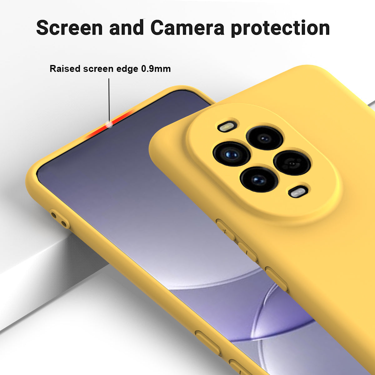For Huawei nova 13 Pro 5G Case Liquid Silicone Phone Back Cover with Hand Strap - Yellow