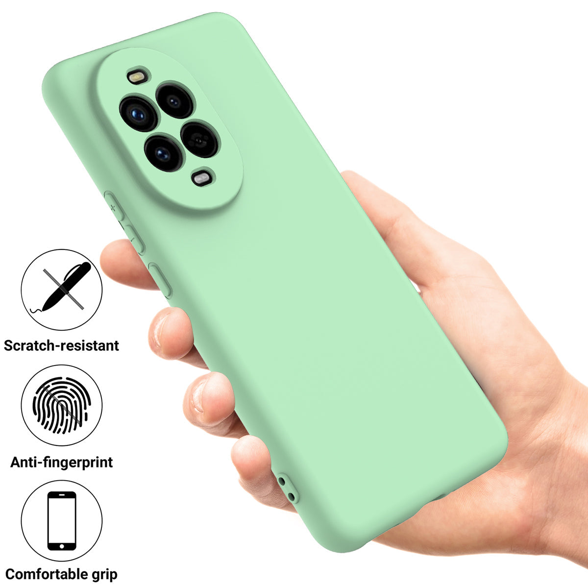 For Huawei nova 13 Pro 5G Case Liquid Silicone Phone Back Cover with Hand Strap - Green