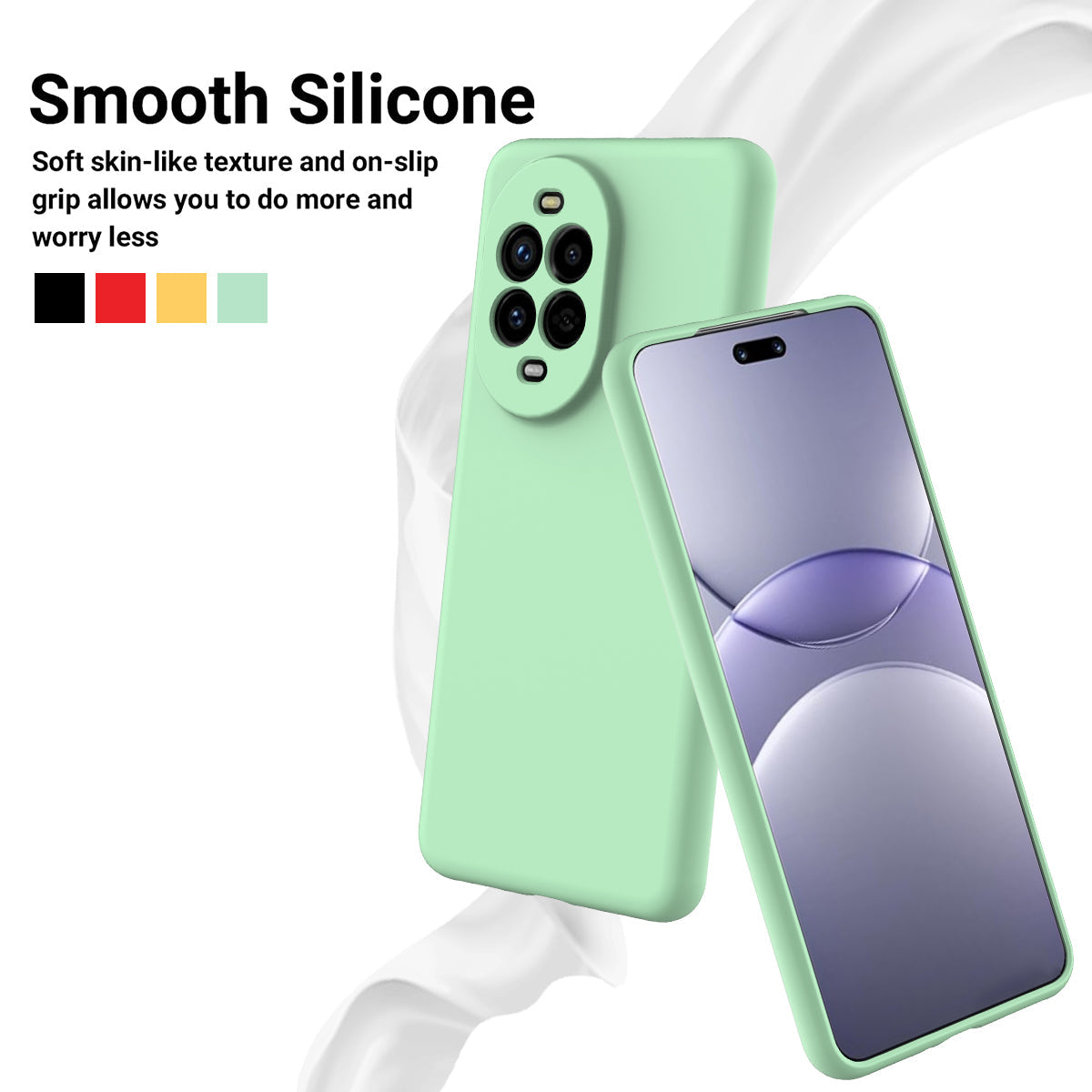 For Huawei nova 13 Pro 5G Case Liquid Silicone Phone Back Cover with Hand Strap - Green