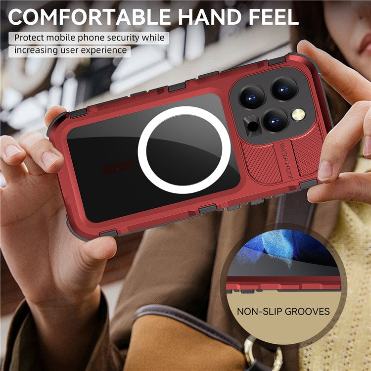 SHELLBOX M Series For iPhone 16 Pro IP68 Waterproof Case Metal Diving Phone Cover Compatible with MagSafe - Red