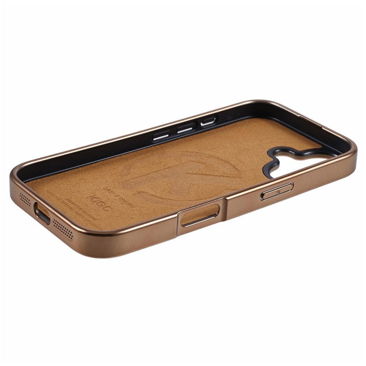 KIGC For iPhone 16 Case Compatible with MagSafe Leather+PC+TPU Phone Cover - Titanium Gold