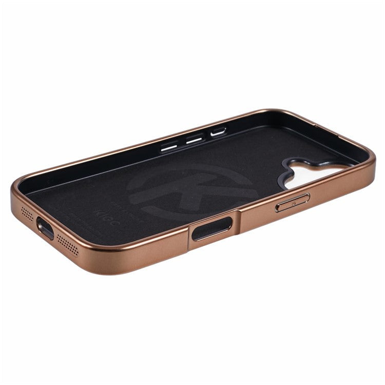 KIGC For iPhone 16 Case Compatible with MagSafe Snake Texture Leather+PC+TPU Back Cover - Titanium Gold