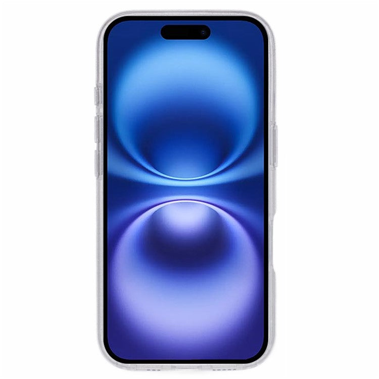 KIGC For iPhone 16 Case Compatible with MagSafe Epoxy Design Kickstand TPU+PC Phone Back Cover - White