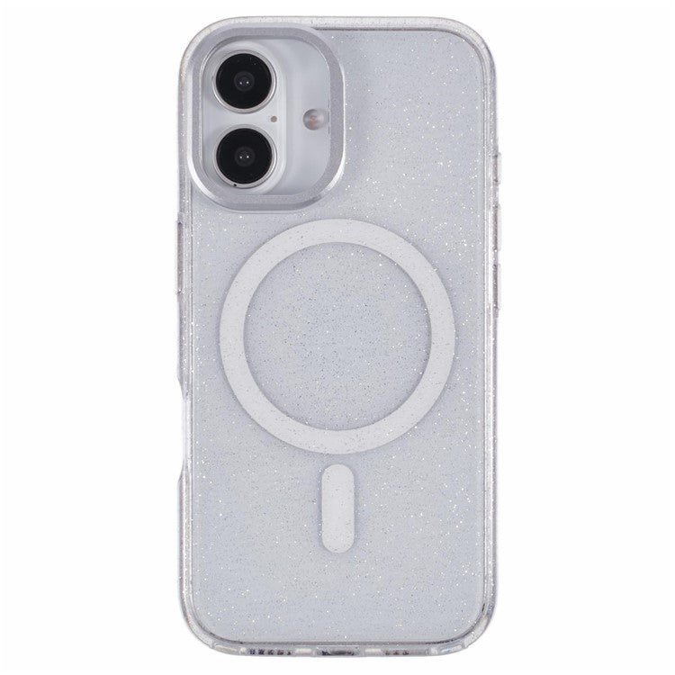 KIGC For iPhone 16 Case Compatible with MagSafe Epoxy Design Kickstand TPU+PC Phone Back Cover - White