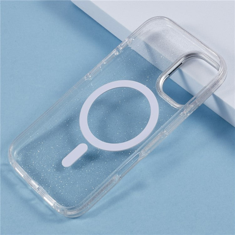 KIGC For iPhone 16 Case Compatible with MagSafe Epoxy Design Kickstand TPU+PC Phone Back Cover - White