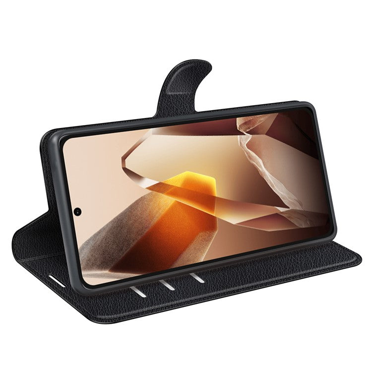 For OnePlus 13 Case Litchi Texture Shockproof Leather Wallet Phone Cover - Black