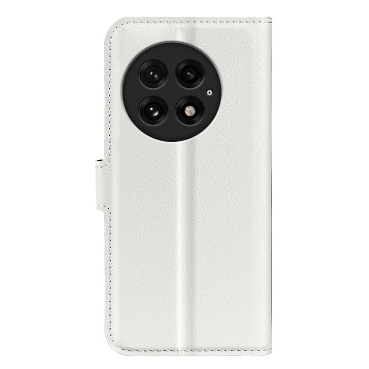 For OnePlus 13 Case Litchi Texture Shockproof Leather Wallet Phone Cover - White