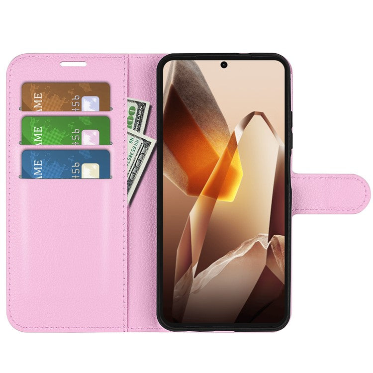For OnePlus 13 Case Litchi Texture Shockproof Leather Wallet Phone Cover - Pink