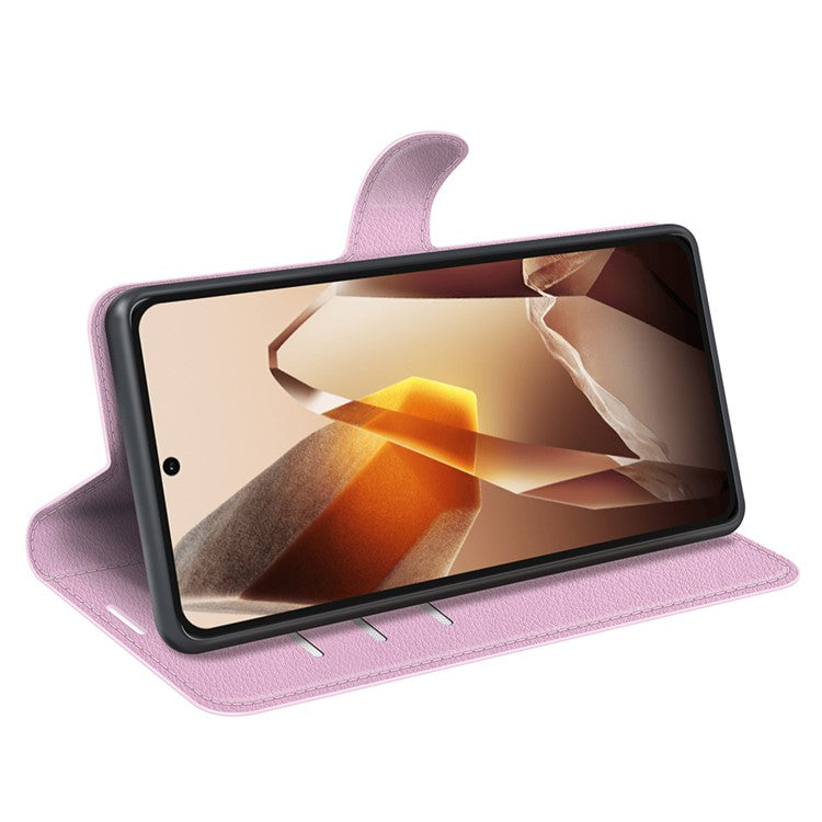 For OnePlus 13 Case Litchi Texture Shockproof Leather Wallet Phone Cover - Pink