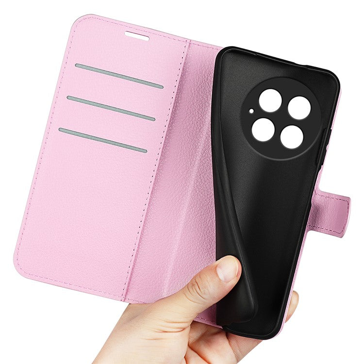 For OnePlus 13 Case Litchi Texture Shockproof Leather Wallet Phone Cover - Pink