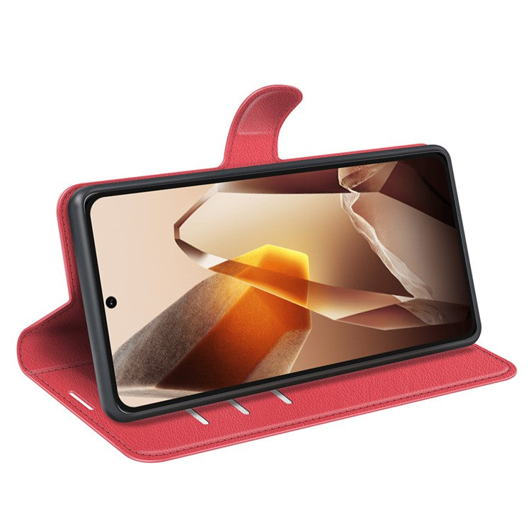 For OnePlus 13 Case Litchi Texture Shockproof Leather Wallet Phone Cover - Red