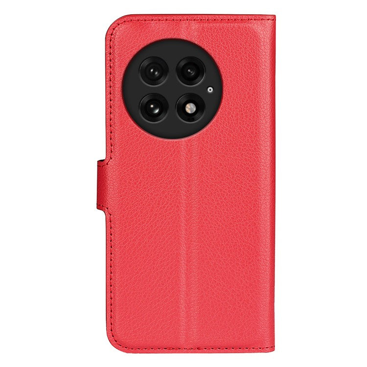 For OnePlus 13 Case Litchi Texture Shockproof Leather Wallet Phone Cover - Red