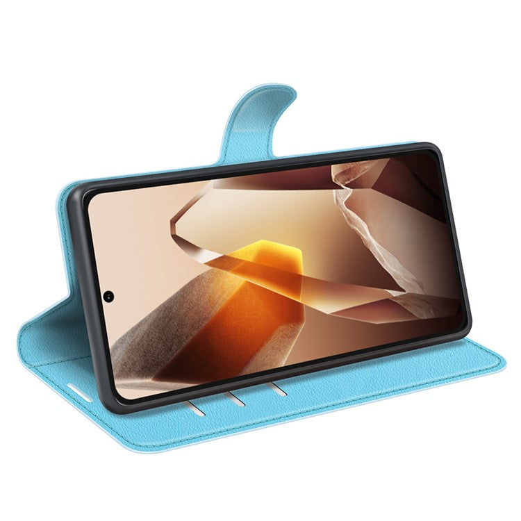 For OnePlus 13 Case Litchi Texture Shockproof Leather Wallet Phone Cover - Blue