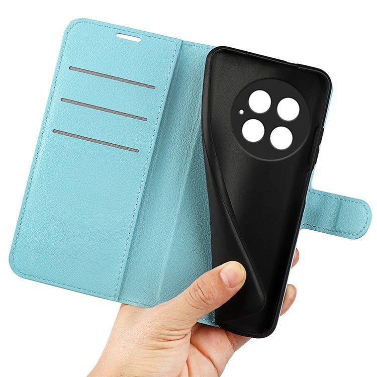 For OnePlus 13 Case Litchi Texture Shockproof Leather Wallet Phone Cover - Blue