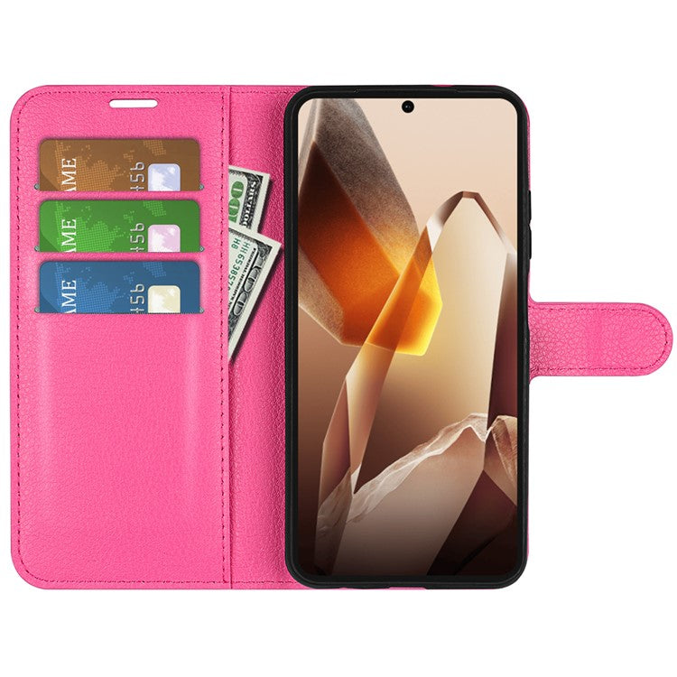 For OnePlus 13 Case Litchi Texture Shockproof Leather Wallet Phone Cover - Rose