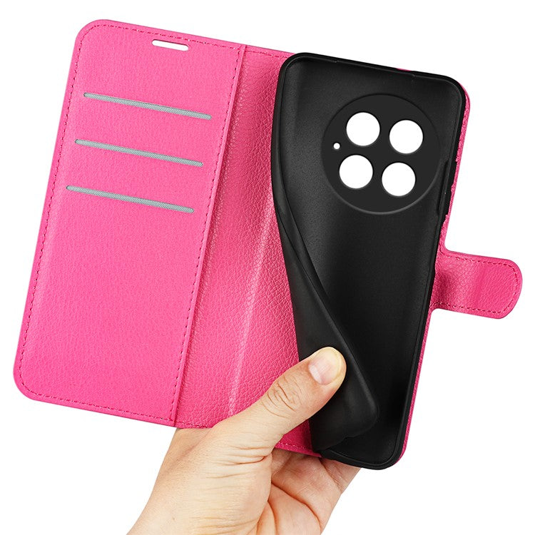 For OnePlus 13 Case Litchi Texture Shockproof Leather Wallet Phone Cover - Rose