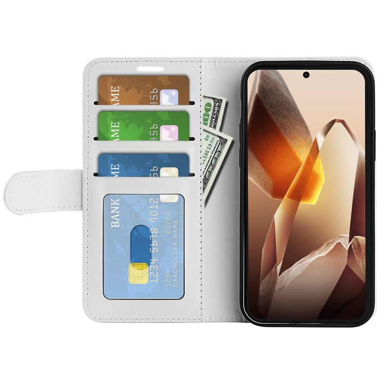 For OnePlus 13 Wallet Case Crazy Horse Texture Stand Leather Phone Cover - White