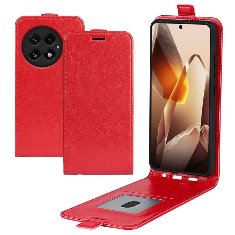 For OnePlus 13 Case with Card Slots Vertical Flip Leather Phone Cover - Red