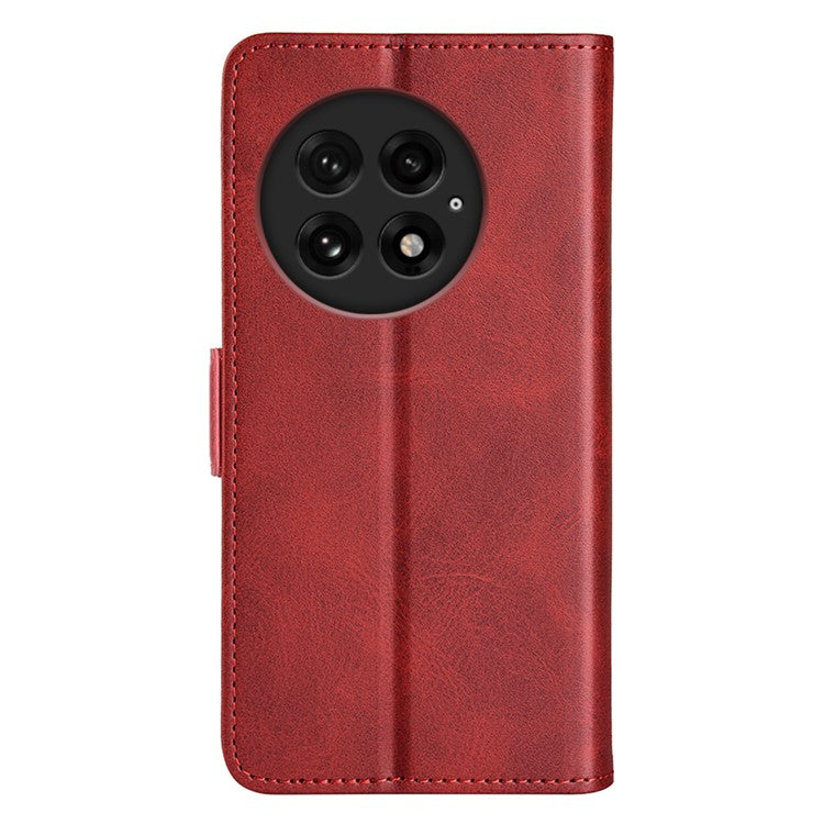 For OnePlus 13 Stand Case Calf Texture Leather Wallet Phone Cover - Red