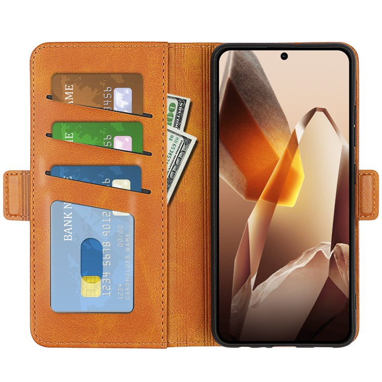 For OnePlus 13 Stand Case Calf Texture Leather Wallet Phone Cover - Yellow
