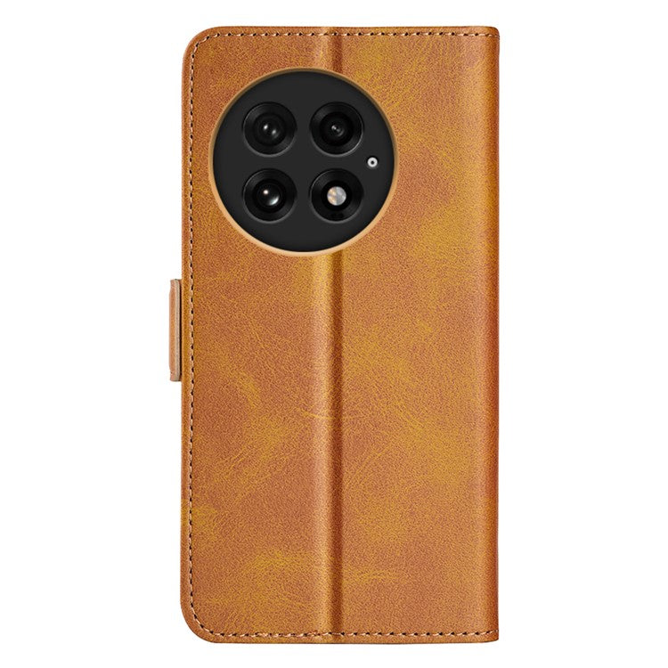 For OnePlus 13 Stand Case Calf Texture Leather Wallet Phone Cover - Yellow