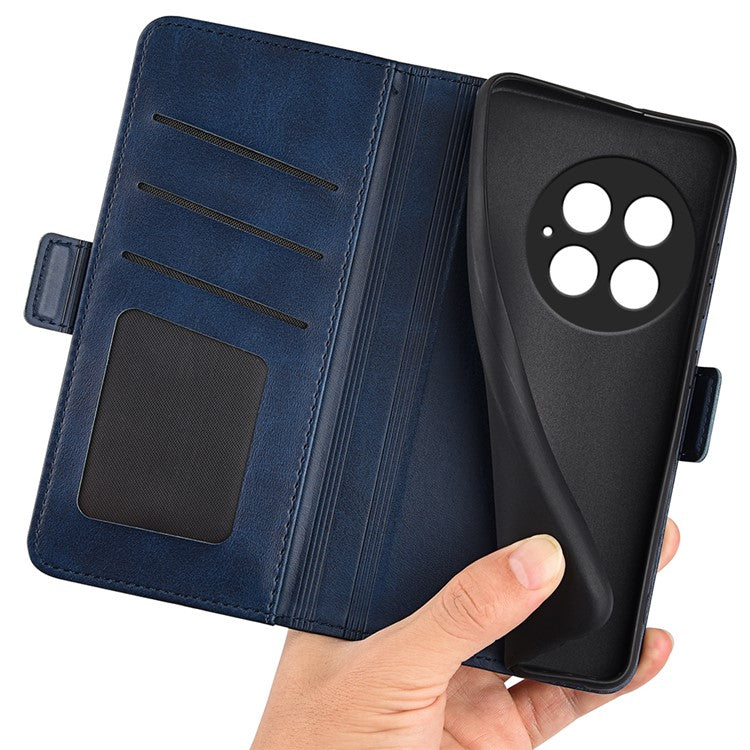 For OnePlus 13 Stand Case Calf Texture Leather Wallet Phone Cover - Blue