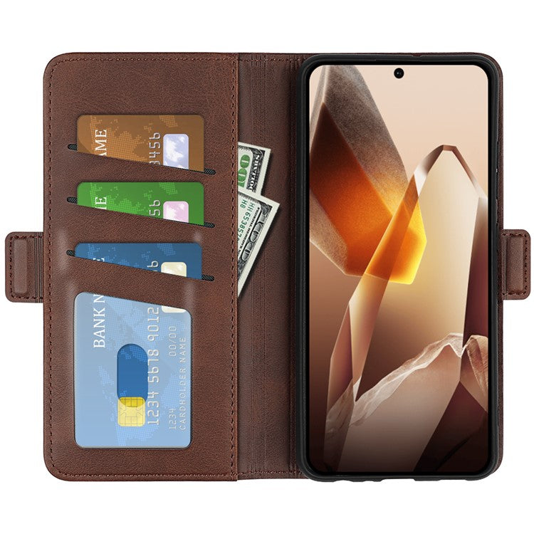 For OnePlus 13 Stand Case Calf Texture Leather Wallet Phone Cover - Brown