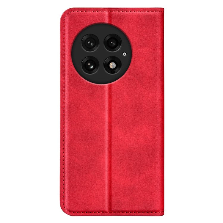 For OnePlus 13 Case Skin-Touch Leather Wallet Phone Cover - Red
