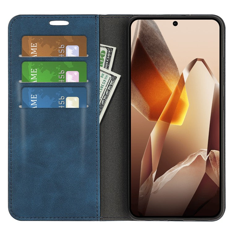 For OnePlus 13 Case Skin-Touch Leather Wallet Phone Cover - Blue