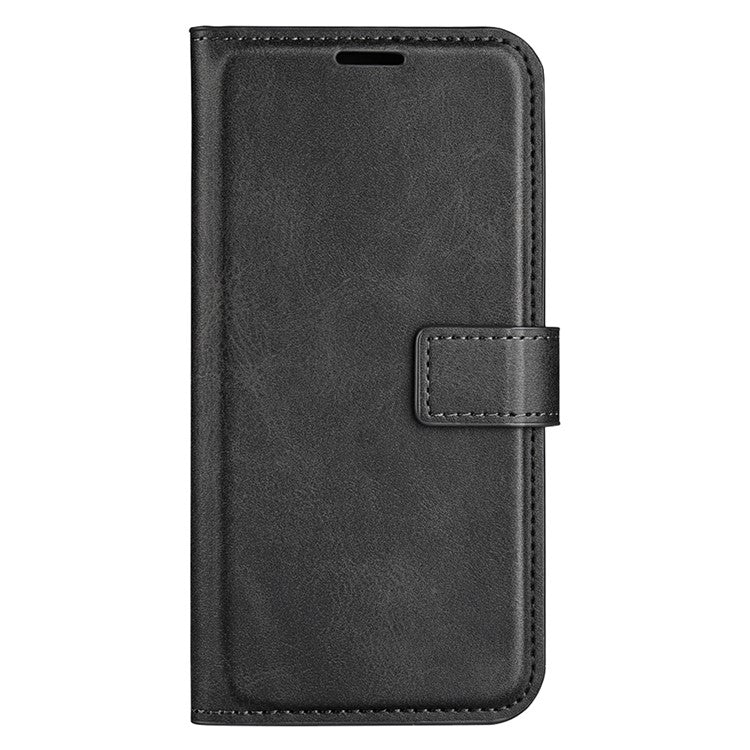 For OnePlus 13 Stand Case Anti-Scratch Calf Texture Leather Phone Cover - Black