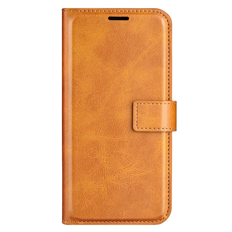 For OnePlus 13 Stand Case Anti-Scratch Calf Texture Leather Phone Cover - Yellow