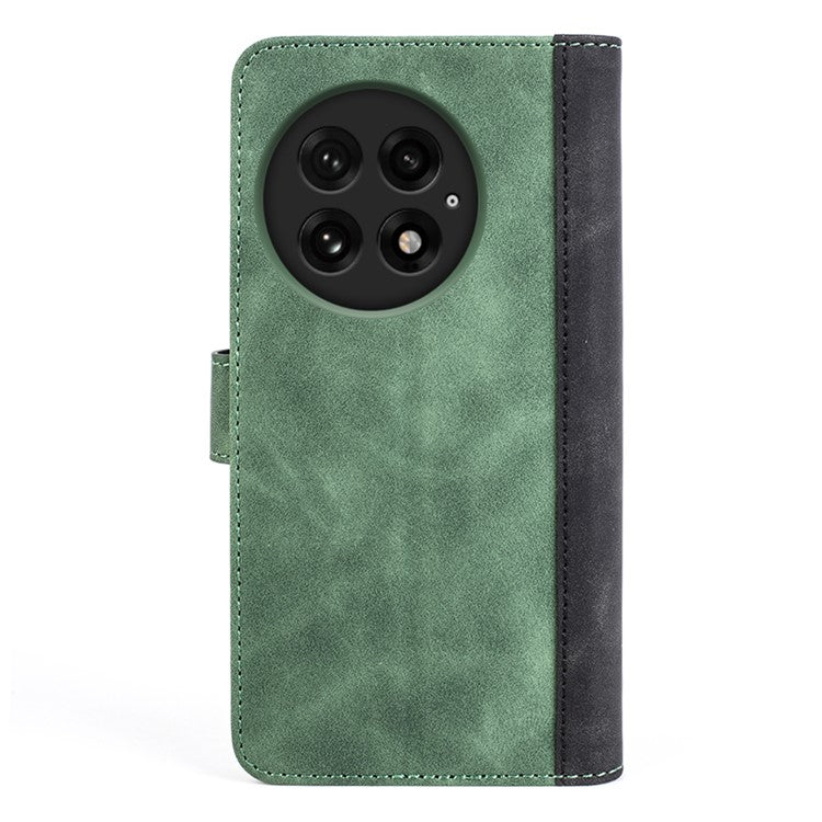 For OnePlus 13 Wallet Case Leather Phone Cover Splicing Color - Green