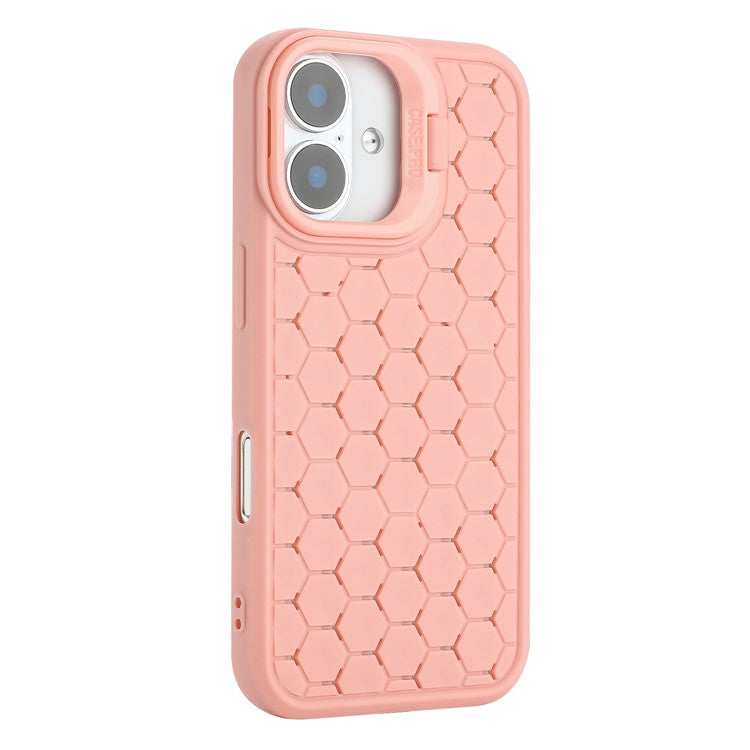 For iPhone 16 Case Kickstand Heat Dissipation TPU Phone Cover - Pink