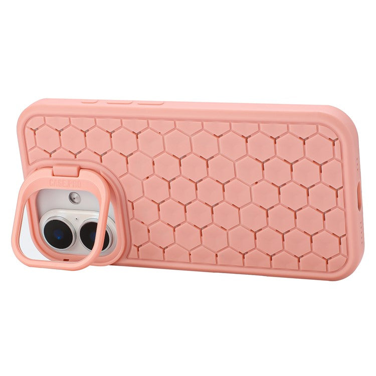 For iPhone 16 Case Kickstand Heat Dissipation TPU Phone Cover - Pink