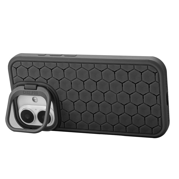 For iPhone 16 Case Compatible with MagSafe Kickstand Heat Dissipation TPU Phone Cover - Black