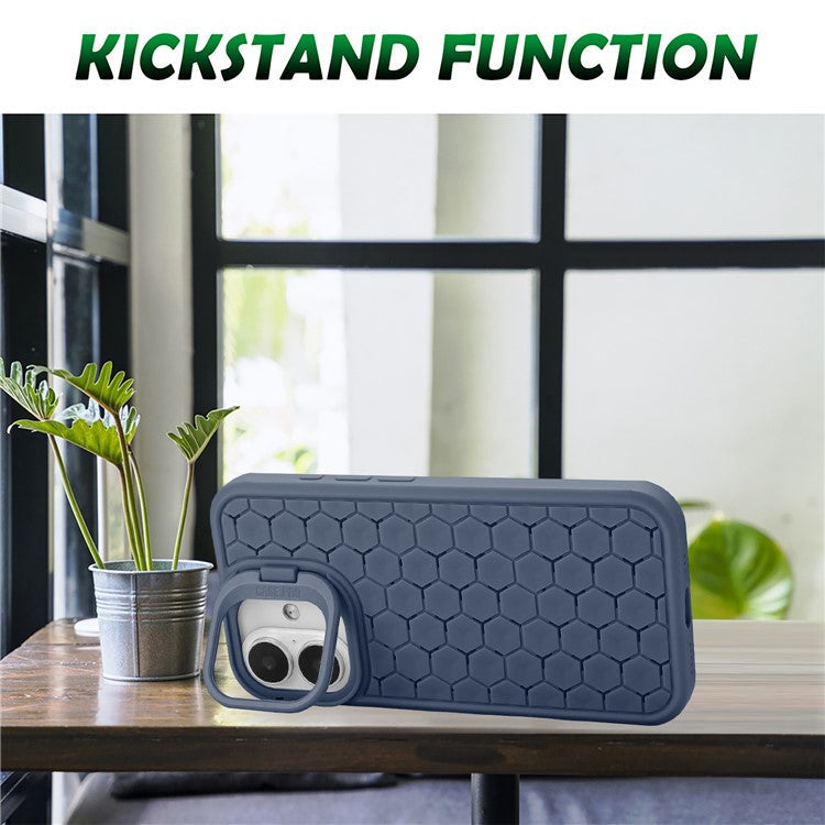 For iPhone 16 Plus Case Compatible with MagSafe Kickstand Heat Dissipation TPU Phone Cover - Dark Blue