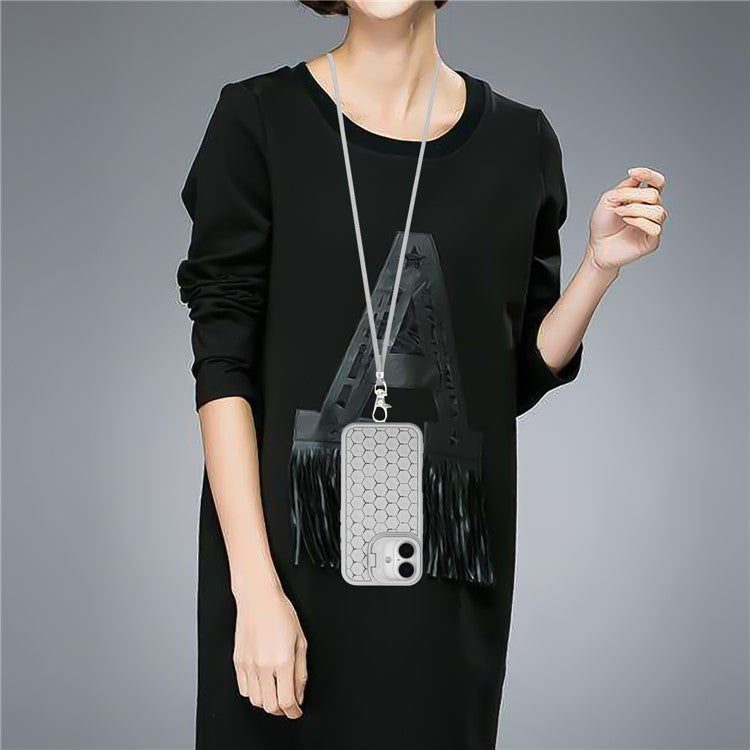 For iPhone 16 Case Compatible with MagSafe Kickstand Heat Dissipation TPU Phone Cover with Lanyard - Grey