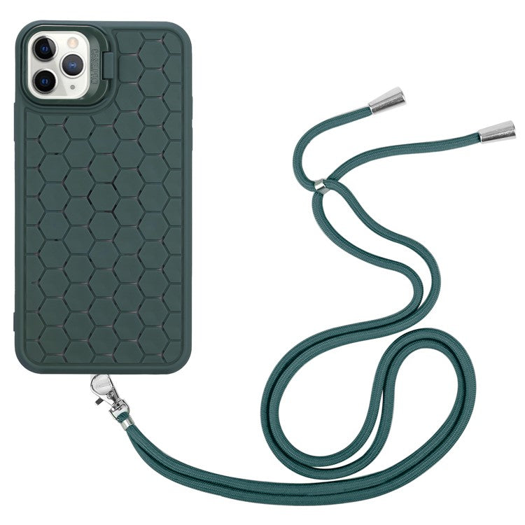 For iPhone 16 Pro Case Compatible with MagSafe Kickstand Heat Dissipation TPU Phone Cover with Lanyard - Army Green